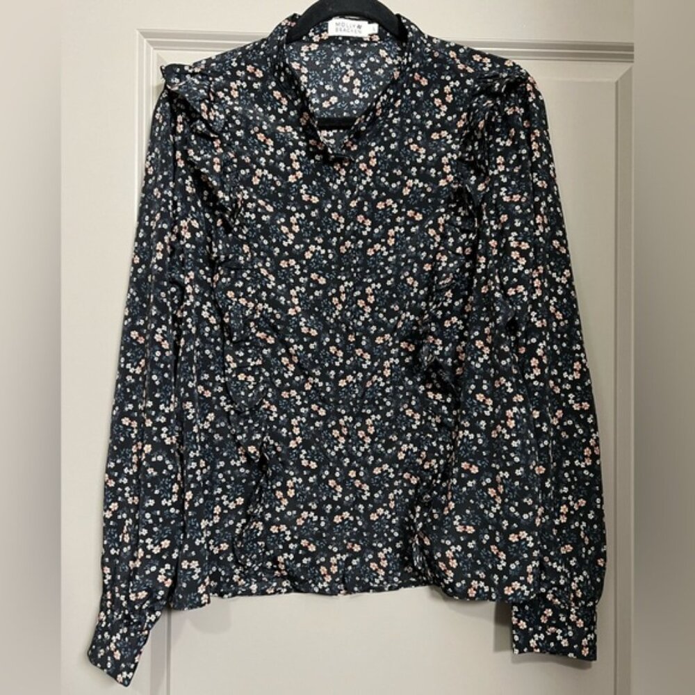 EUC Molly Bracken Floral Ruffle Top Size Large